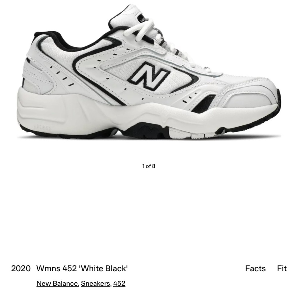 New Balance 452 White Black Size 7